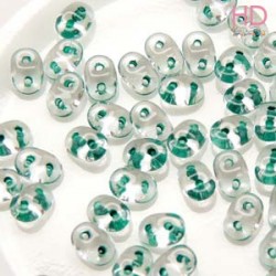 PERLINE SUPERDUO 2,5X5 MM CRYSTAL GREEN LINED -10gr