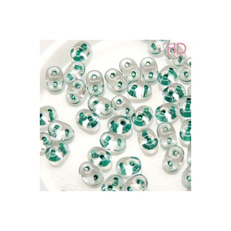 PERLINE SUPERDUO 2,5X5 MM CRYSTAL GREEN LINED -10gr